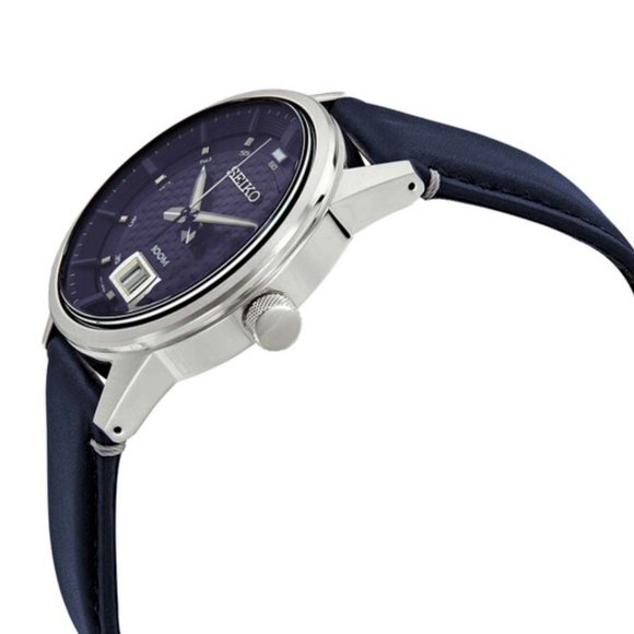 Seiko Quartz Blue Dial Blue Leather Men's Watch - Picture 2 of 3